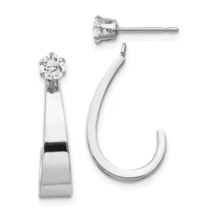 14k White Gold J Hoop Earring Jackets with C.Z Earrings