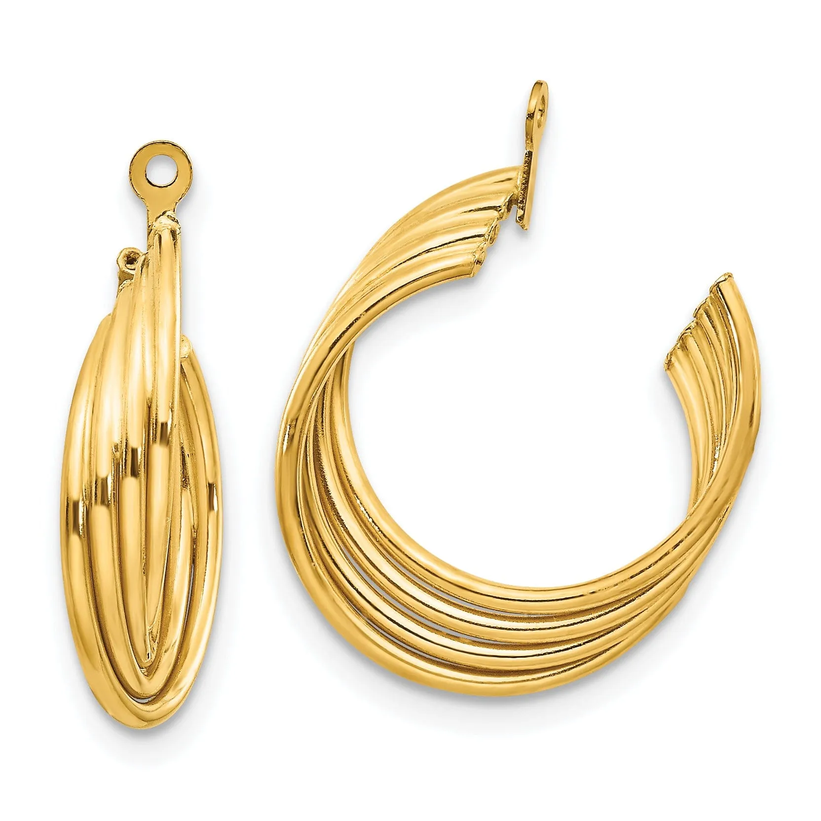 14k Yellow Gold Polished Hoop Earring Jackets