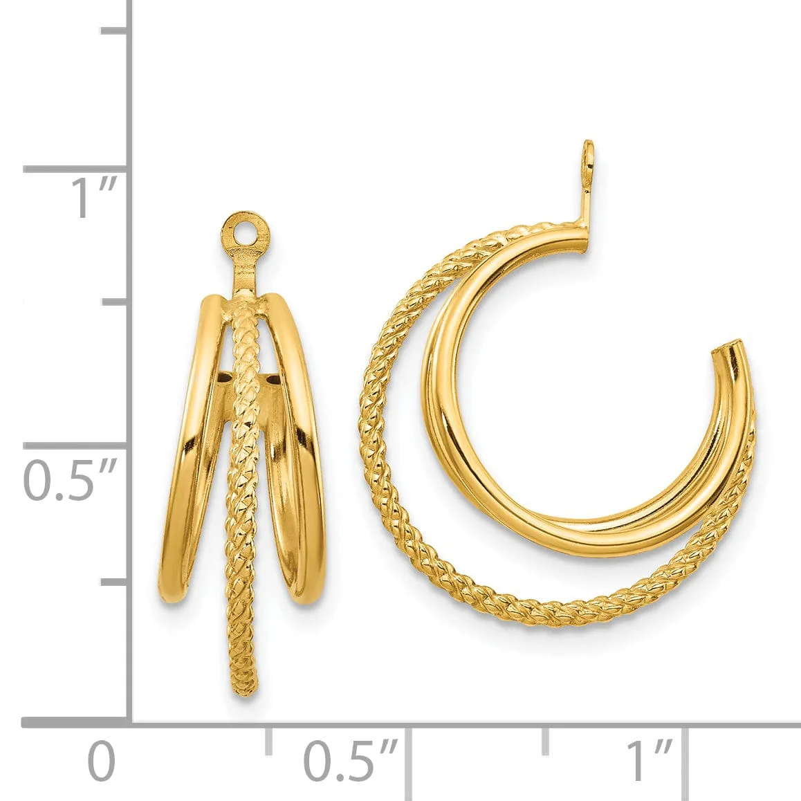 14k Yellow Gold Twisted Triple Hoop Earring Jacket