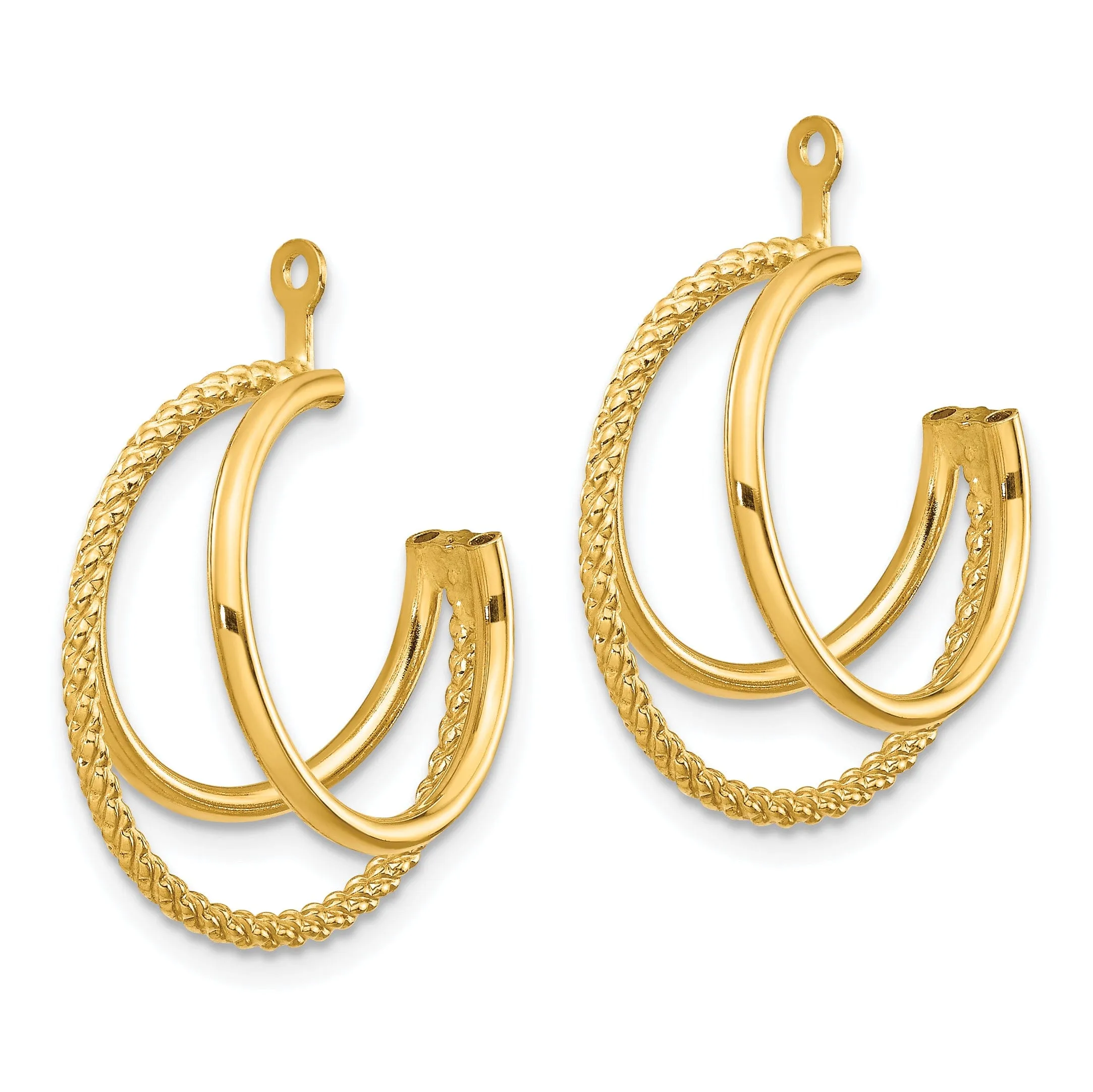 14k Yellow Gold Twisted Triple Hoop Earring Jacket