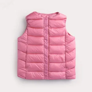 2017 Newest Baby Girls Boys Winter Autumn spring warm duck down vest Kids 8 Solid Single Breasted Cotton Waistcoat Liner 2-9Y