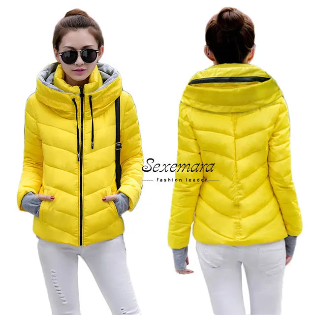 2017 Women Basic Down Top Jacket Plus Size Female Coat Slim Autumn Winter Parkas Collar Outerwear Long Sleeve Casual Jackets