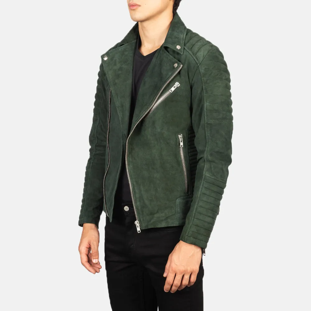 Armand Green Suede Biker Jacket