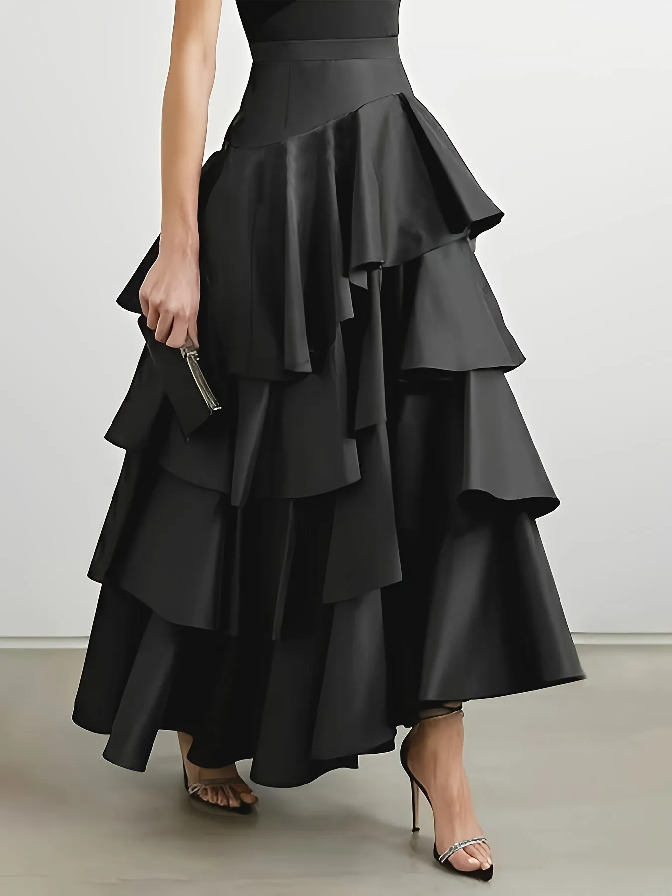 Asymmetrical Ruffle Skirt Chic FallWinter High Waist Style