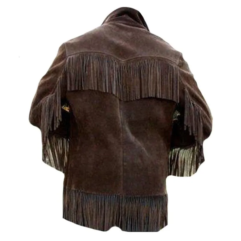 Best Style Western cowboy Brown suede leather jacket with Fringes