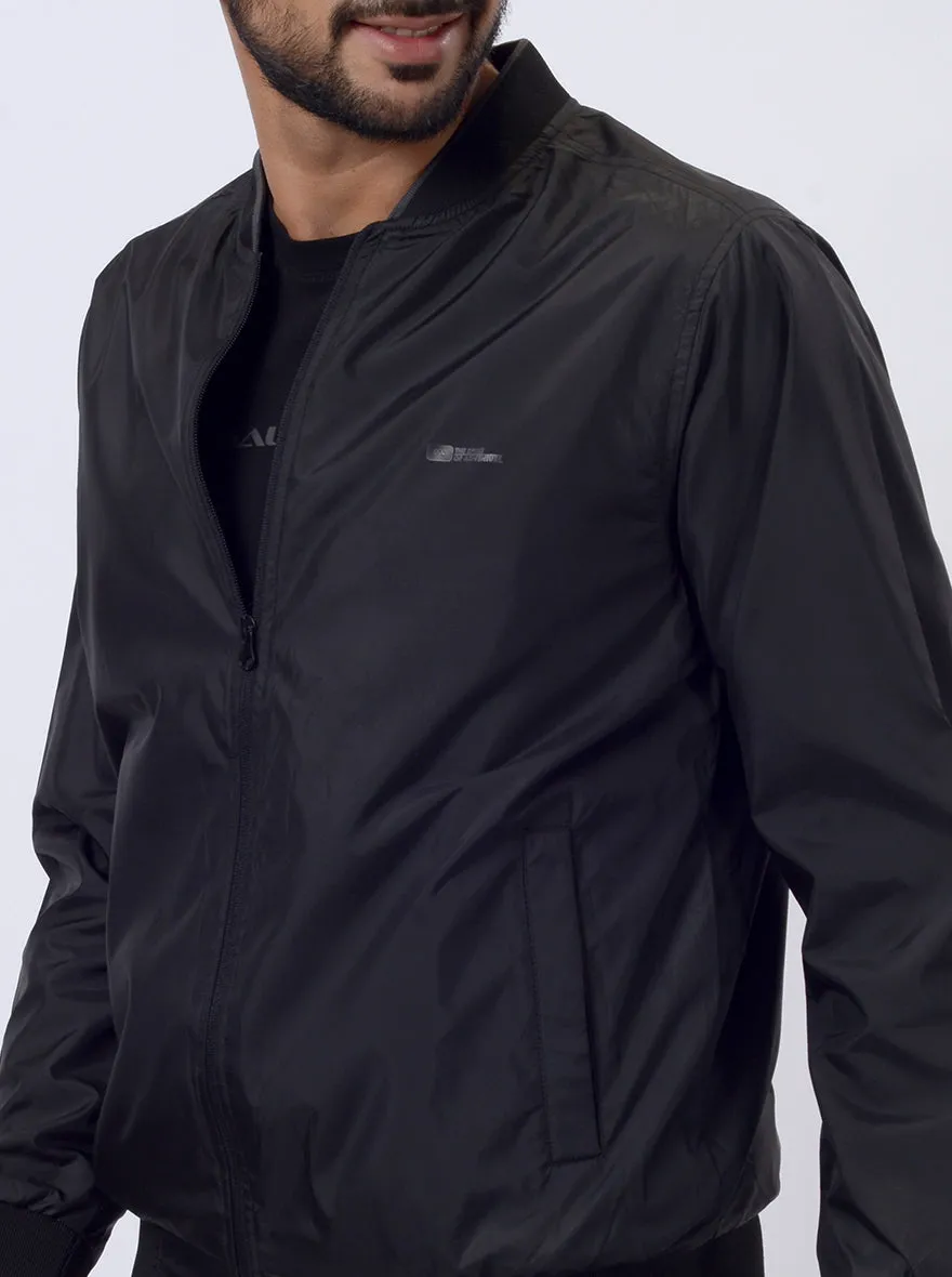 Black Solid Regular Fit Winter Jacket | JadeBlue