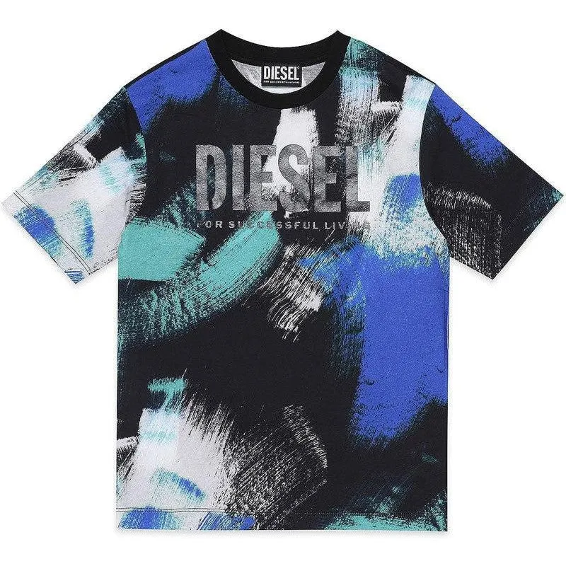 Boys Blue Brush Strokes T-Shirt