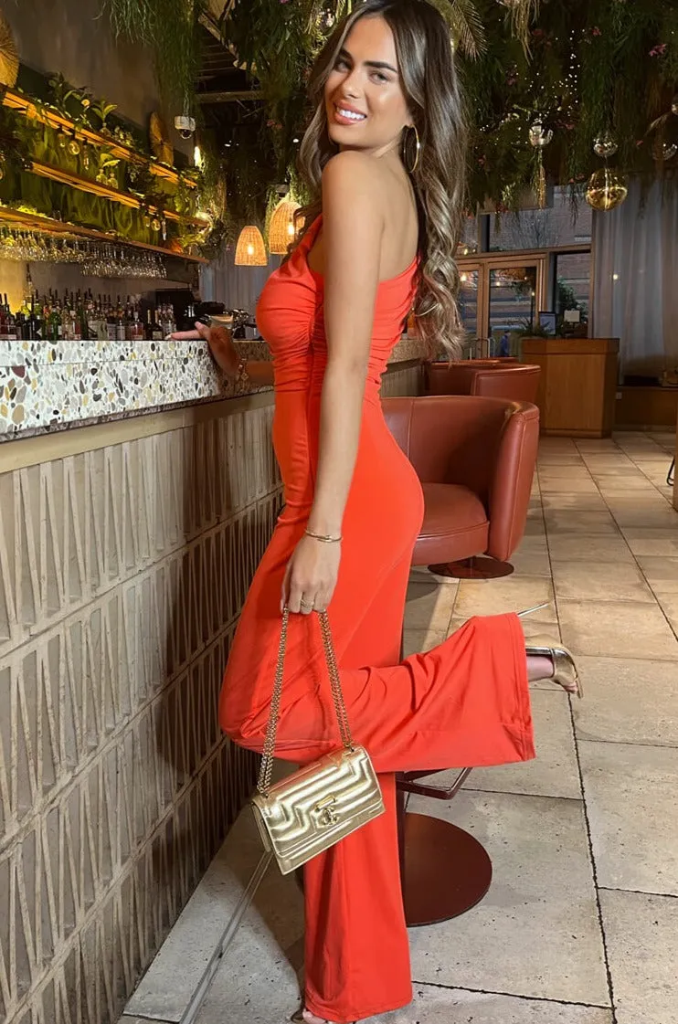 Brittany Orange One Shoulder Jumpsuit