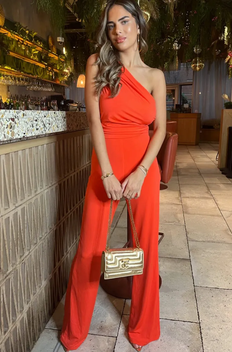 Brittany Orange One Shoulder Jumpsuit