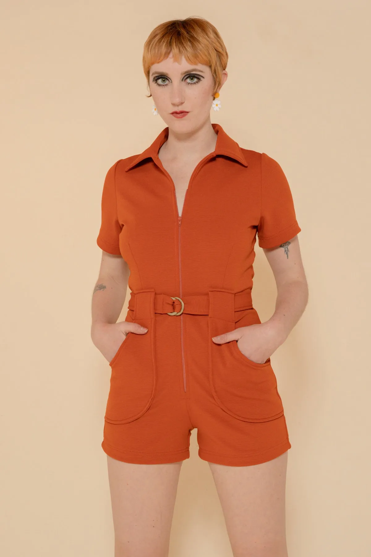 California Shake Romper in Rust