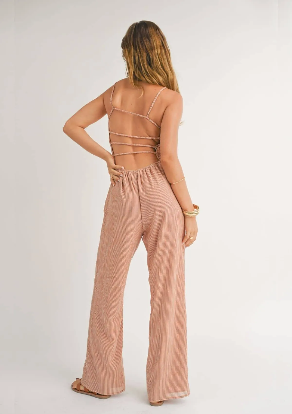 Canyon Land Open Back Jumpsuit - Rust White