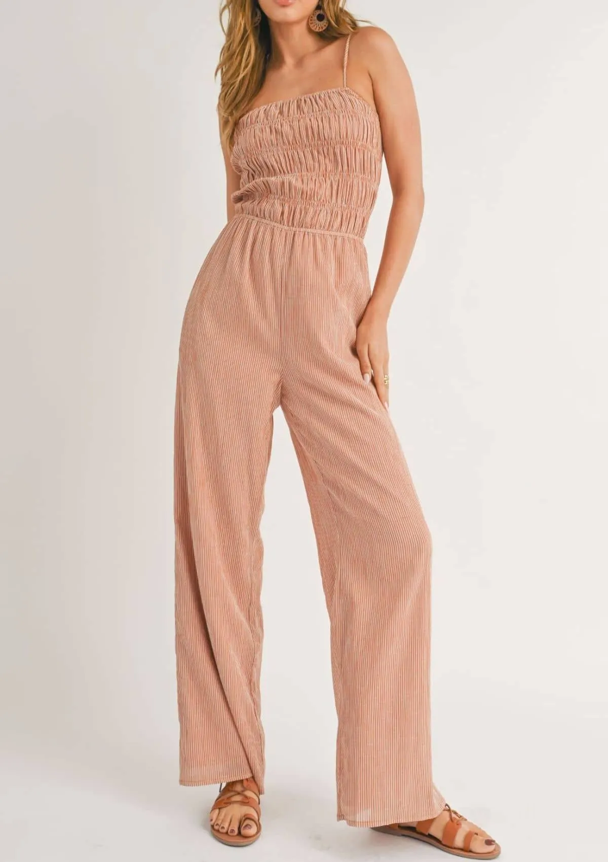 Canyon Land Open Back Jumpsuit - Rust White