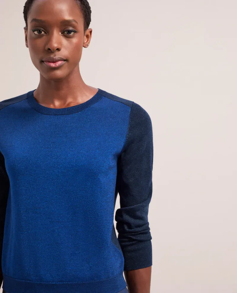 Cefinn Remi Blue Metallic Crew Knit