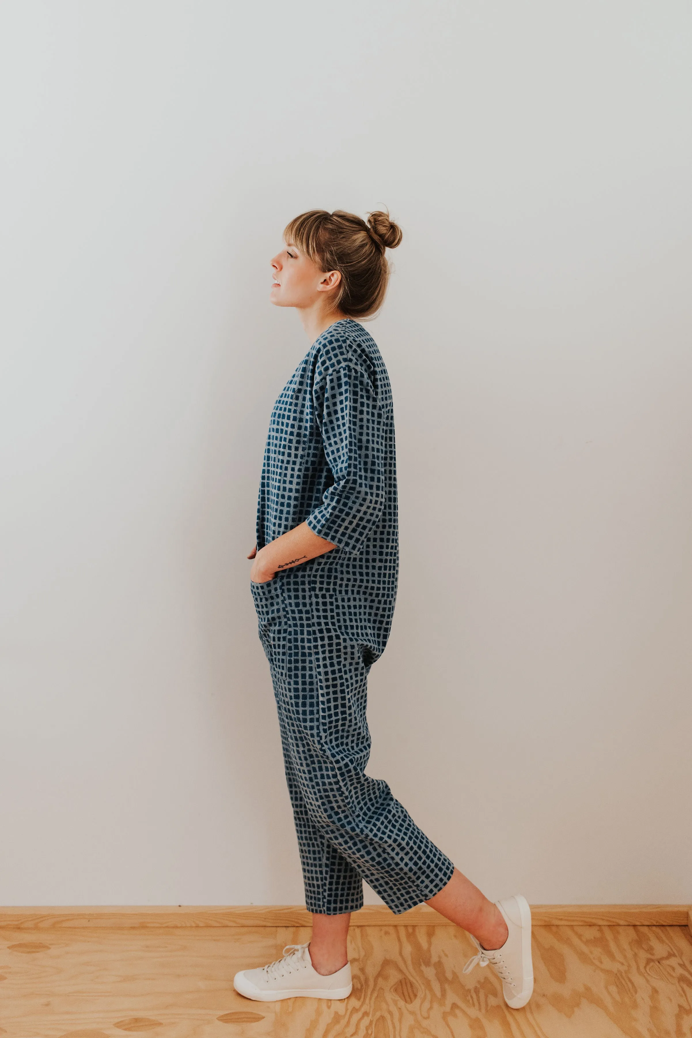 Check Indigo Jumpsuit