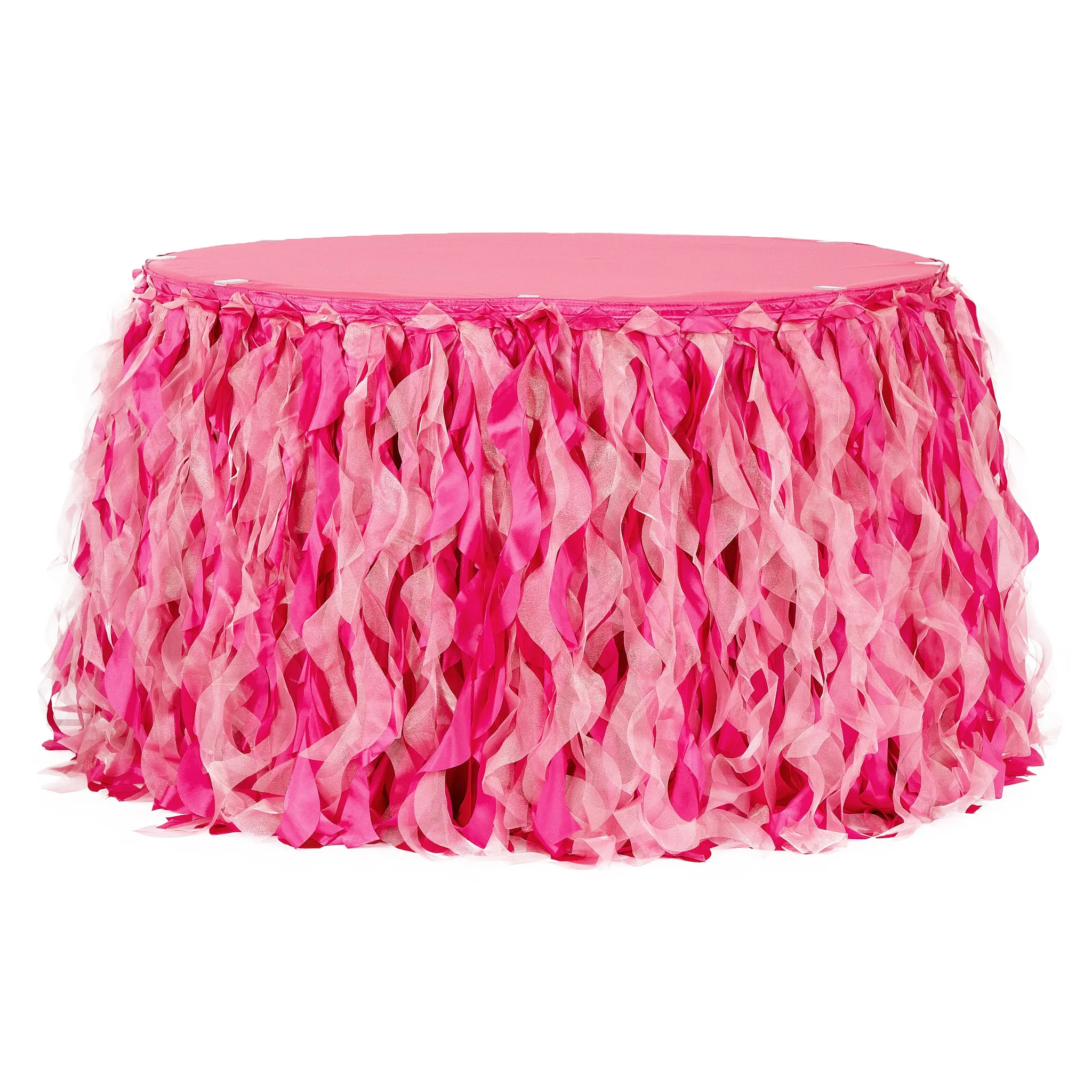 Curly Willow 17ft Table Skirt - Fuchsia