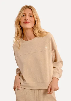 Emmy Sweatshirt With Heart Logo - Ash Beige