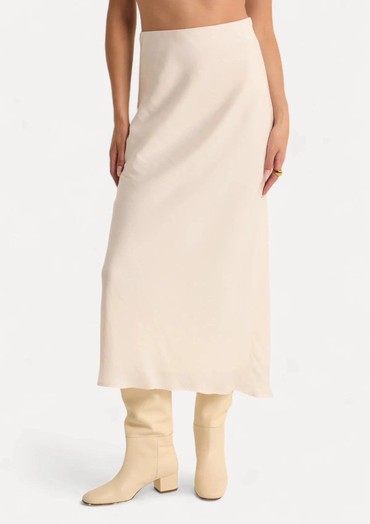 Europa Poly Sheen Skirt - Sea Salt