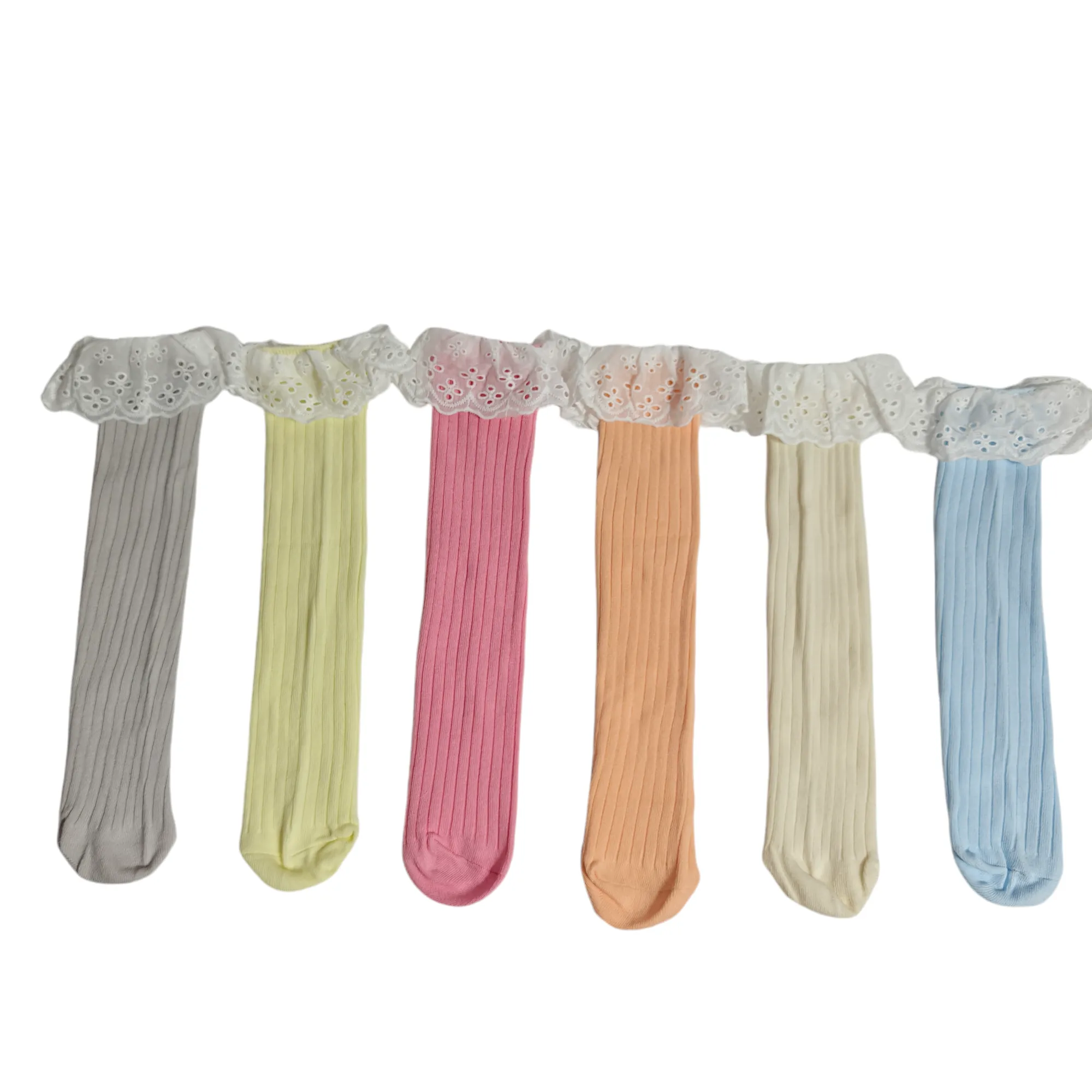 GIRLS' LACY KOREAN STYLE FREE SIZE LONG SOCKS