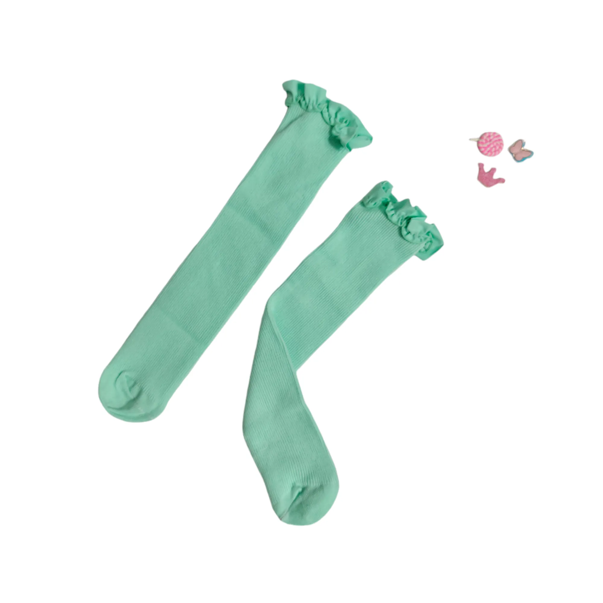 GIRLS' RUFFLED KOREAN STYLE FREE SIZE LONG SOCKS