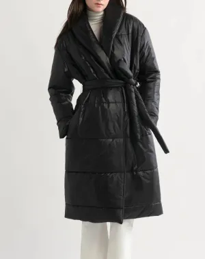 Glossy Puffer Coat in Black