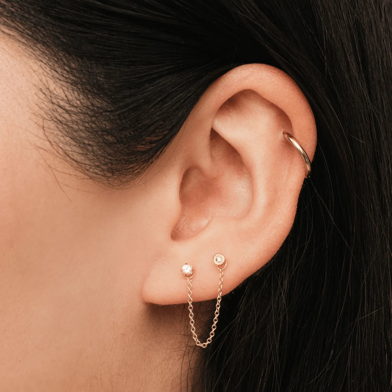 Hammered Circle Hoop Ear Jacket