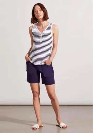 Henley Tank Top with Buttons - Nautical Stripe