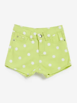 HOP Kids Lime Polka-Dotted Denim Shorts