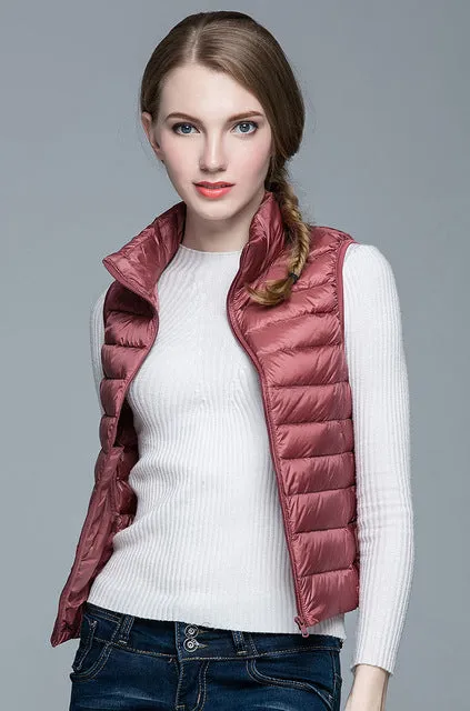 HOT!Winter Women 90% White Duck Down Vest Women's Ultra Light Duck Down Vest Jacket Autumn Winter Sleeveless Coat