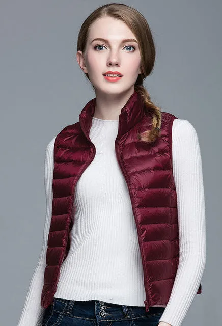 HOT!Winter Women 90% White Duck Down Vest Women's Ultra Light Duck Down Vest Jacket Autumn Winter Sleeveless Coat