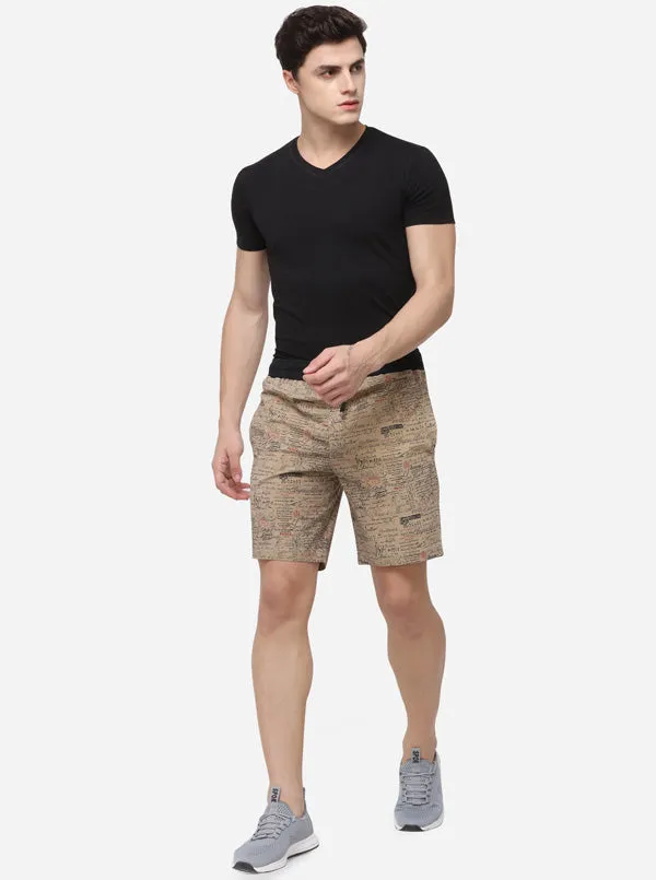 Khaki Solid Regular Fit Shorts | JadeBlue