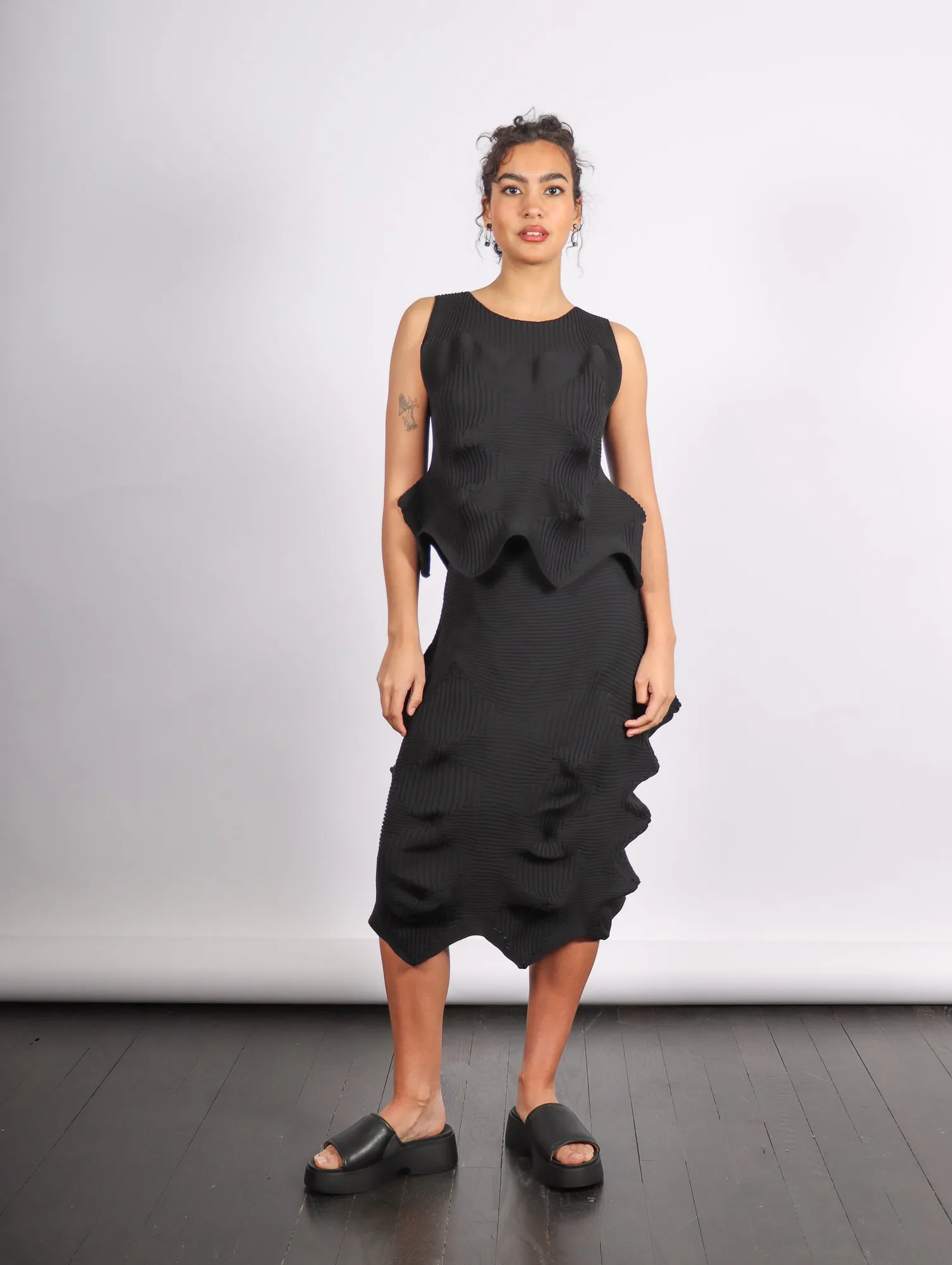 Linkage Skirt in Black by Issey Miyake