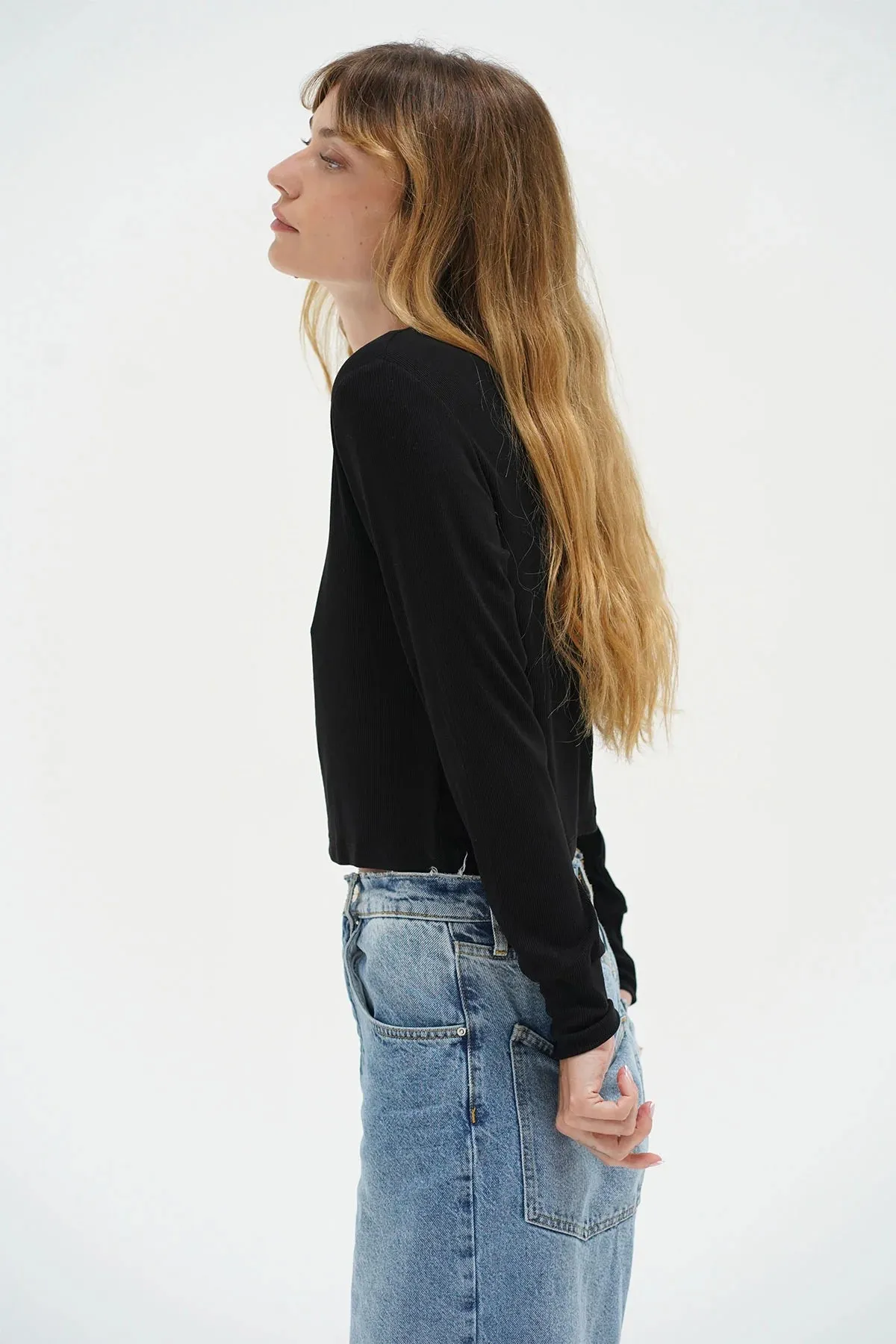 LNA Long Sleeve Ribbed Crew Tee