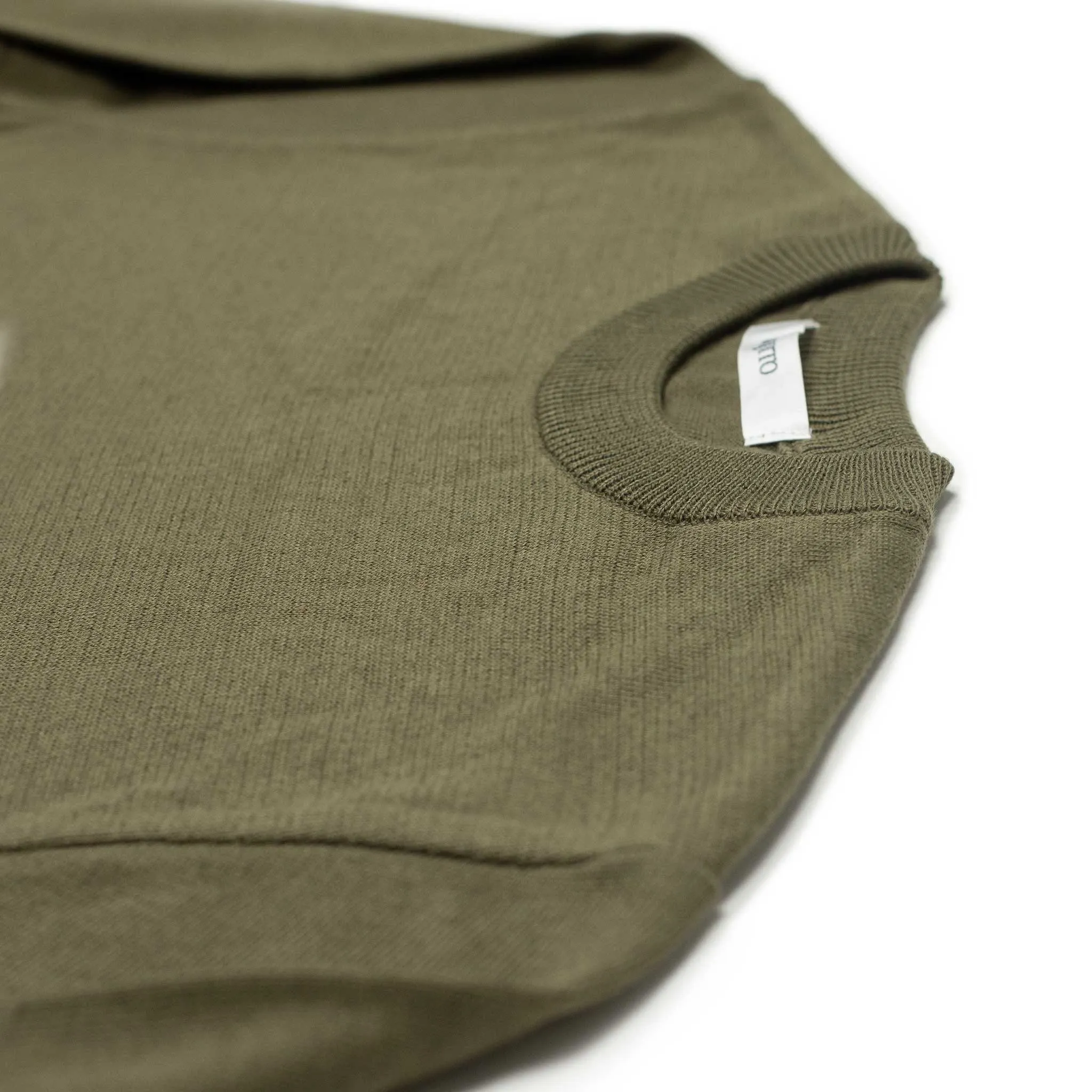 Long sleeve knit t-shirt in dark olive cotton