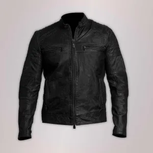 Mens Bomber Jacket Classic Vintage Black Leather