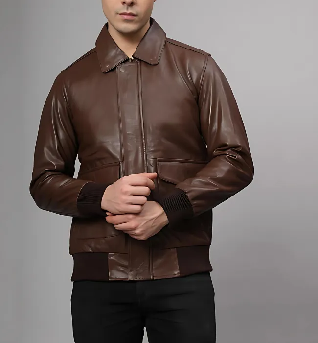 Men’s Bronze Bomber Leather Jacket