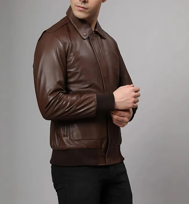 Men’s Bronze Bomber Leather Jacket