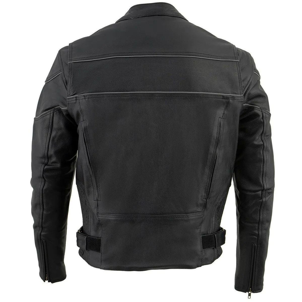 Milwaukee Leather LKM1785 Mens Black Leather Racer Style Motorcycle