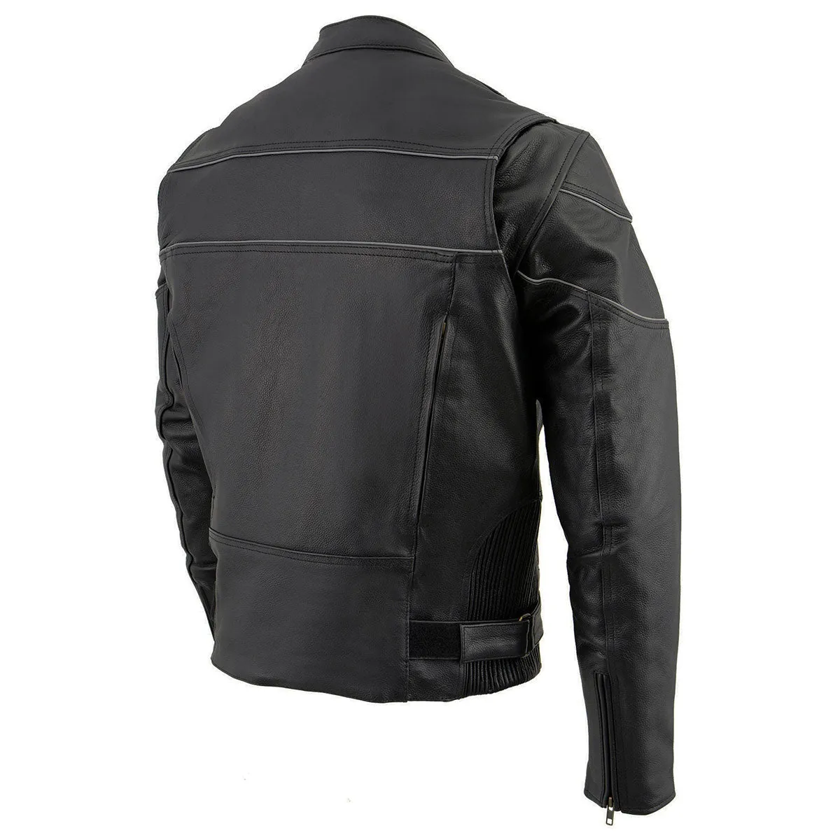 Milwaukee Leather LKM1785 Mens Black Leather Racer Style Motorcycle