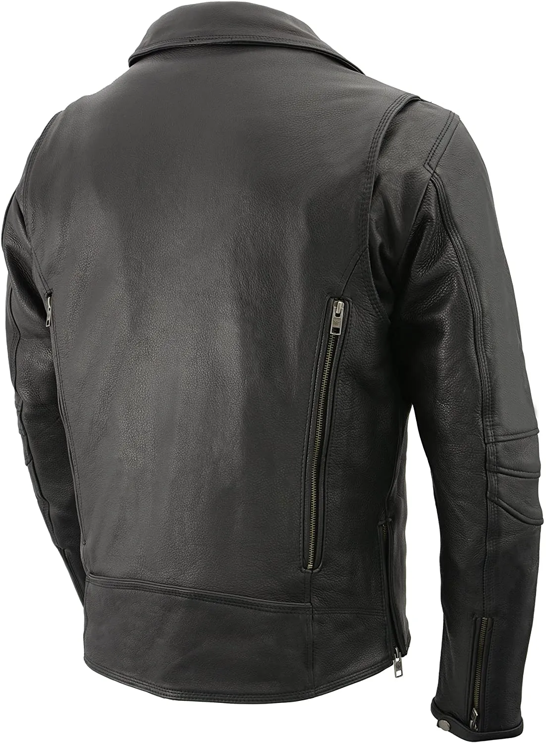 Milwaukee Leather MLM1515 Men's Classic Beltless Black Leather Triple Stitched Motorcycle Biker Rider Jacket