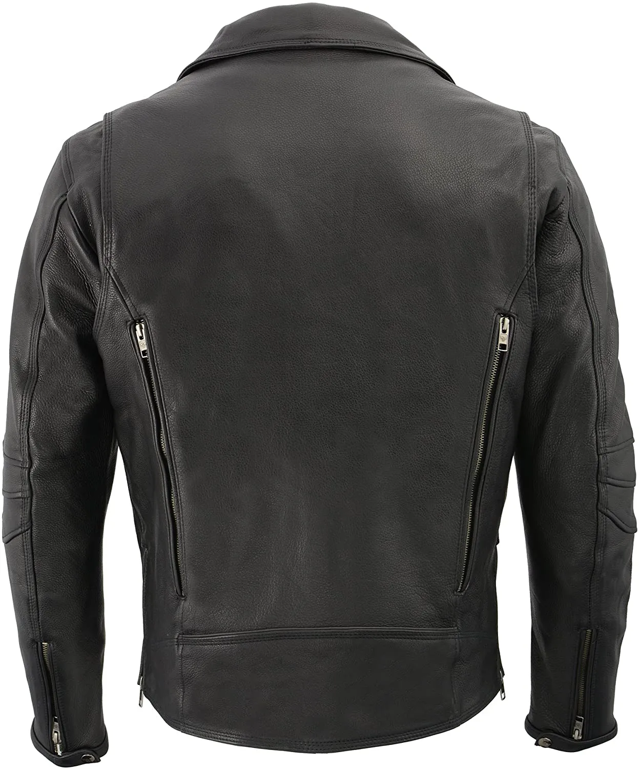 Milwaukee Leather MLM1515 Men's Classic Beltless Black Leather Triple Stitched Motorcycle Biker Rider Jacket