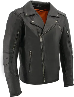 Milwaukee Leather MLM1515 Men's Classic Beltless Black Leather Triple Stitched Motorcycle Biker Rider Jacket