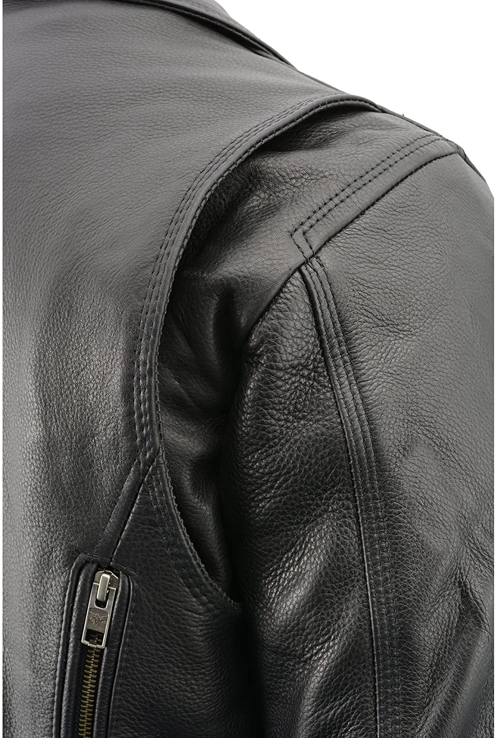 Milwaukee Leather MLM1515 Men's Classic Beltless Black Leather Triple Stitched Motorcycle Biker Rider Jacket