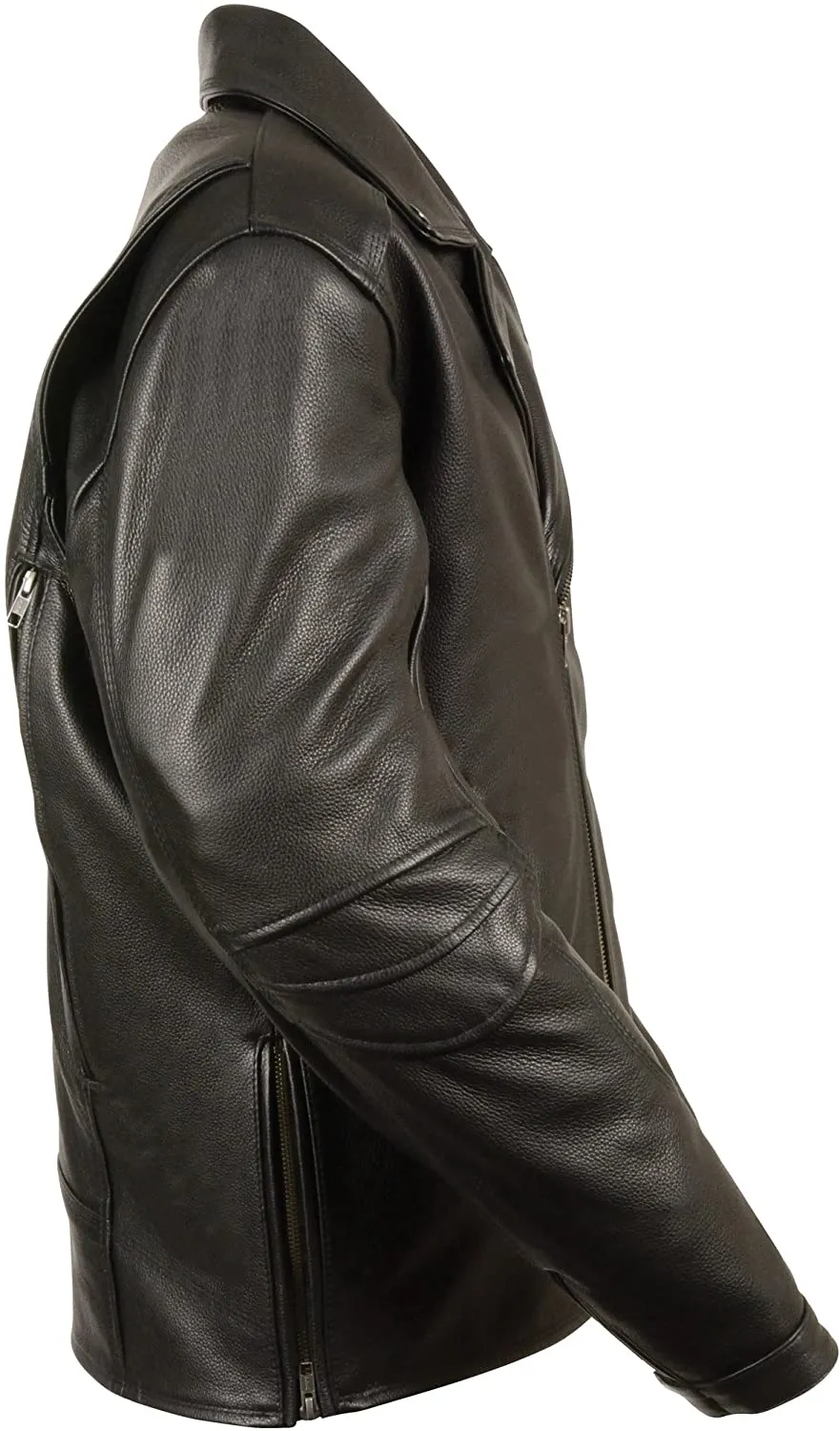 Milwaukee Leather MLM1515 Men's Classic Beltless Black Leather Triple Stitched Motorcycle Biker Rider Jacket