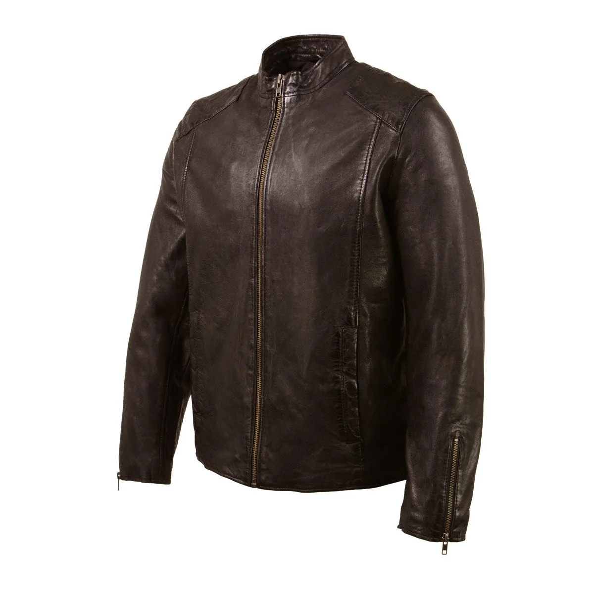 Milwaukee Leather Vintage SFM1803 Men's Brown Leather Moto Style