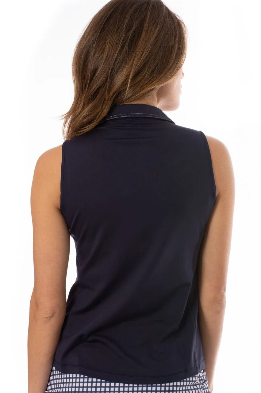 Navy Sleeveless Fabulous Polo