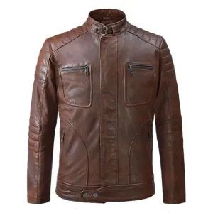 New Genuine Best Style Firefly Moto Spanish Brown Biker Leather Jacket