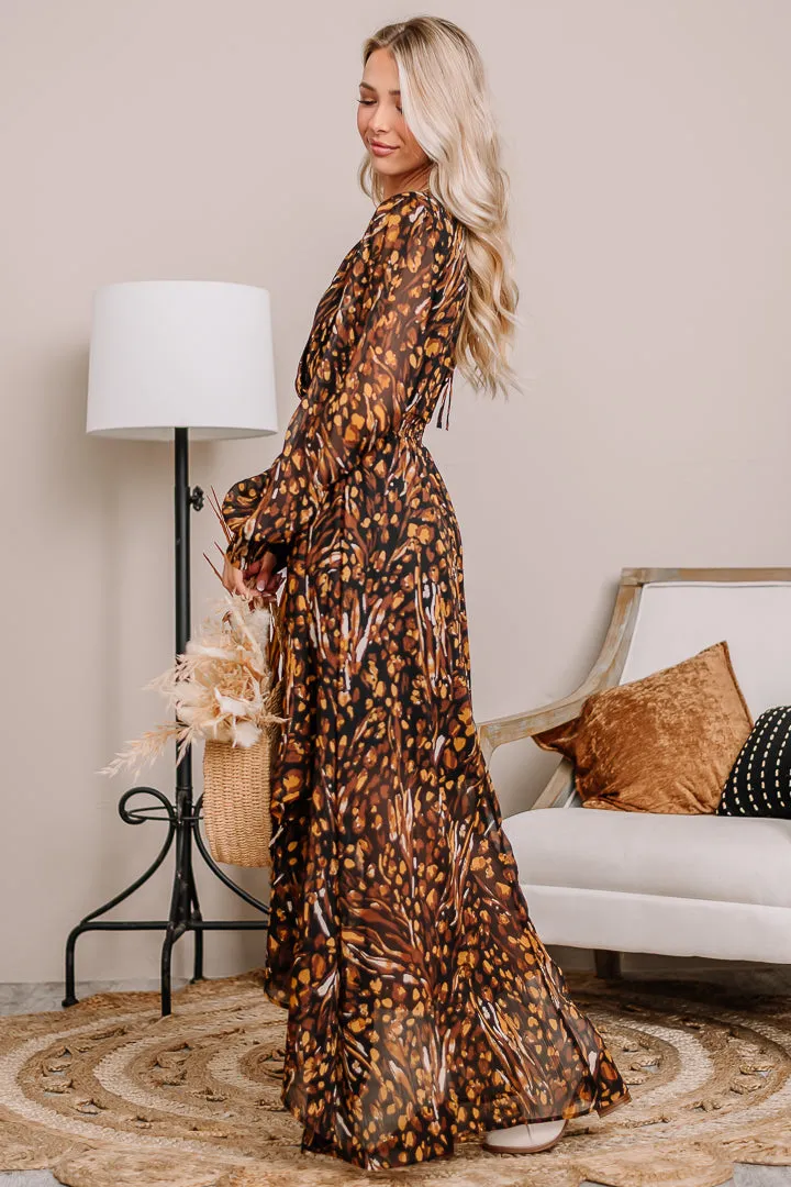 Off The Grid Print Chiffon Maxi Dress