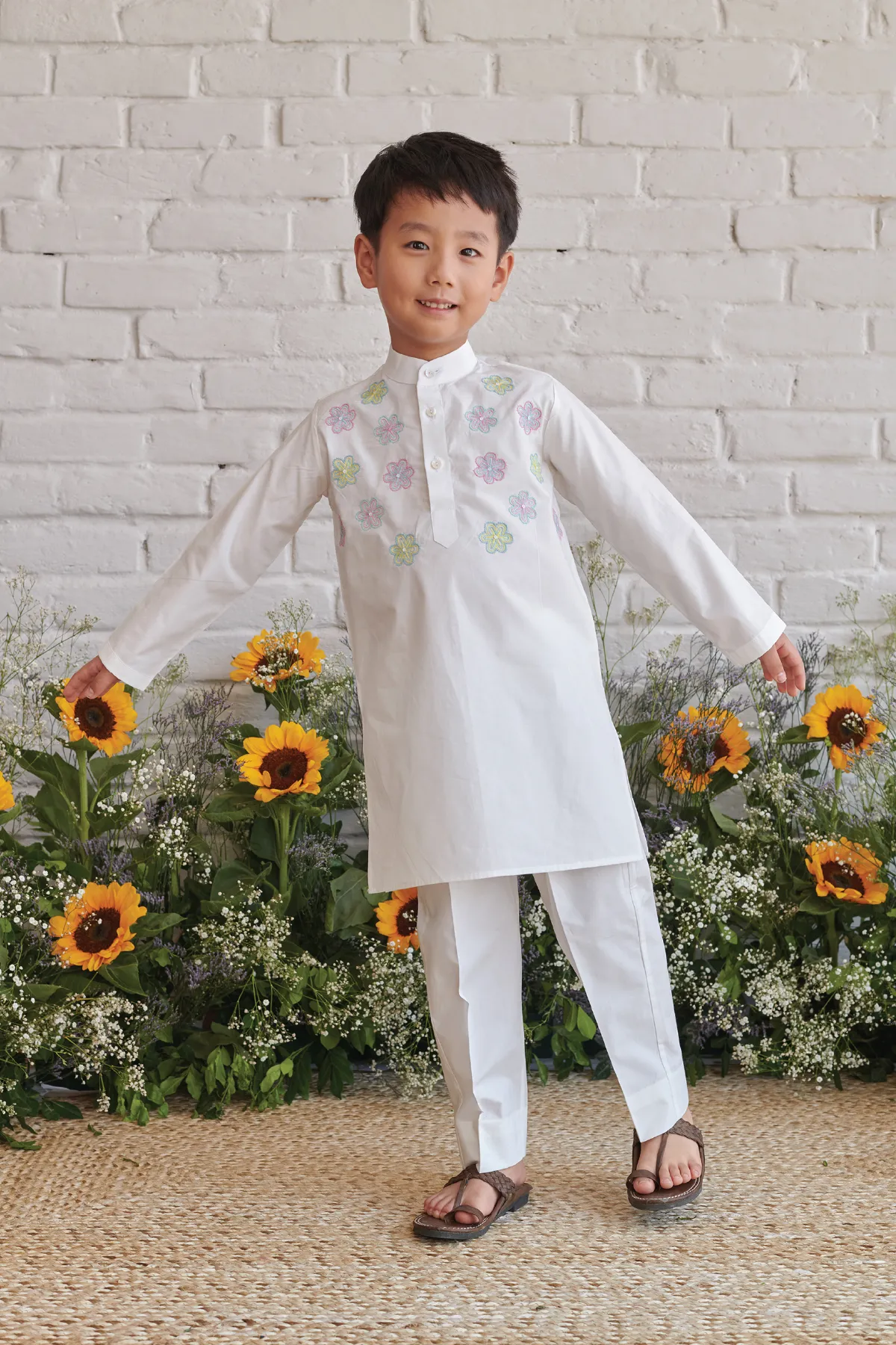 PAPER FLOWER-  Embroidered Kurta with Pants