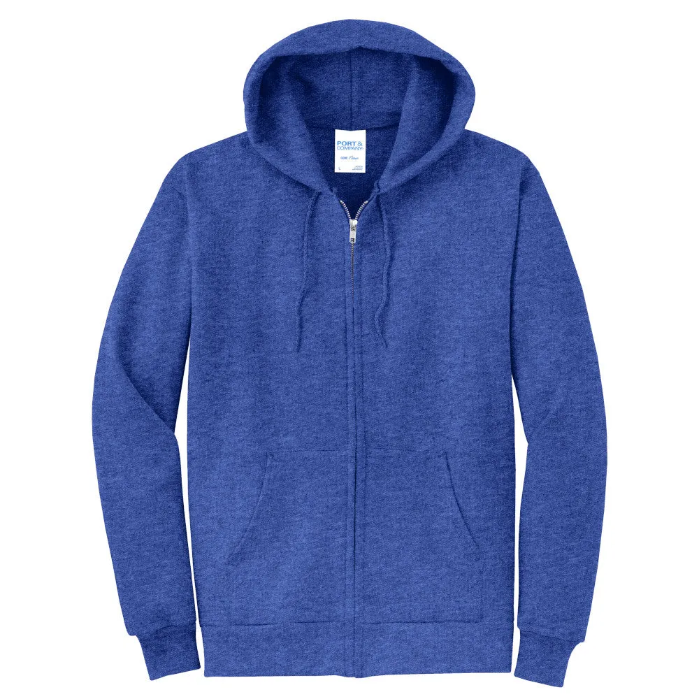 Port & Company® Core Fleece Full-Zip Hooded Sweatshirt - Heather Royal