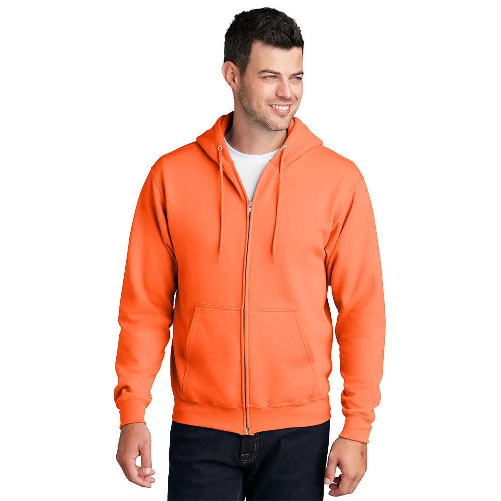 Port & Company® Core Fleece Full-Zip Hooded Sweatshirt - Neon Orange